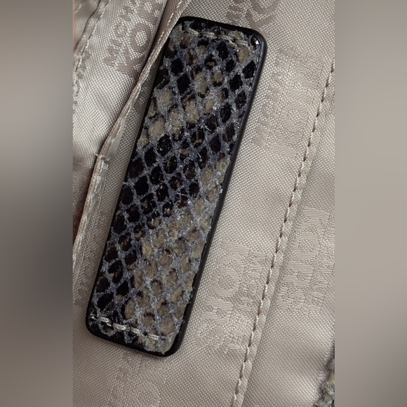 Michael Kors Beige Snake Print Shoulder Bag with Gold Accents - Picture 8 of 10